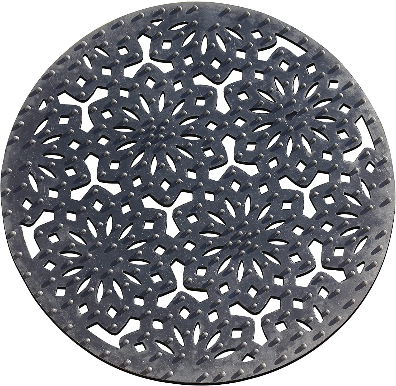 A1HC Rubber Multi Functional-Garden Stepping Stone Mat, Round, 14"X14", Black Set of 3