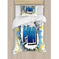 thumbnail image 1 of Mia Twin Size Duvet Cover Set, Widespread Feminine Name in the United States with Comic Book Style Graphic Elements, Decorative 2 Piece Bedding Set with 1 Pillow Sham, Multicolor, by Ambesonne, 1 of 3