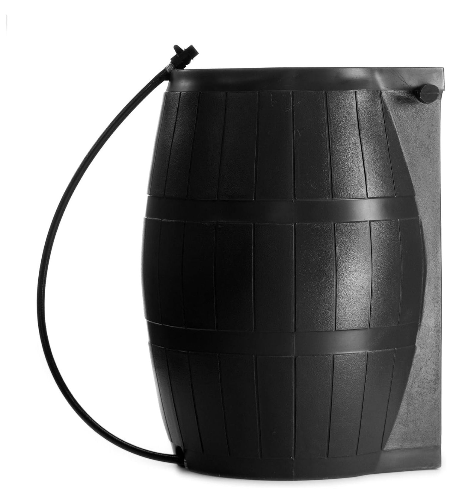 Portable Rainwater Catcher Barrel with Spigots Black 50 Gallon