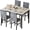 White/Gray pinstripe, variant on AWQM Dining table set for 4 with modern faux marble tabletop and 4 velvet upholstered chairs, compact space-saving dining table for apartments, kitchens, dining rooms, breakfast nooks, gray   white