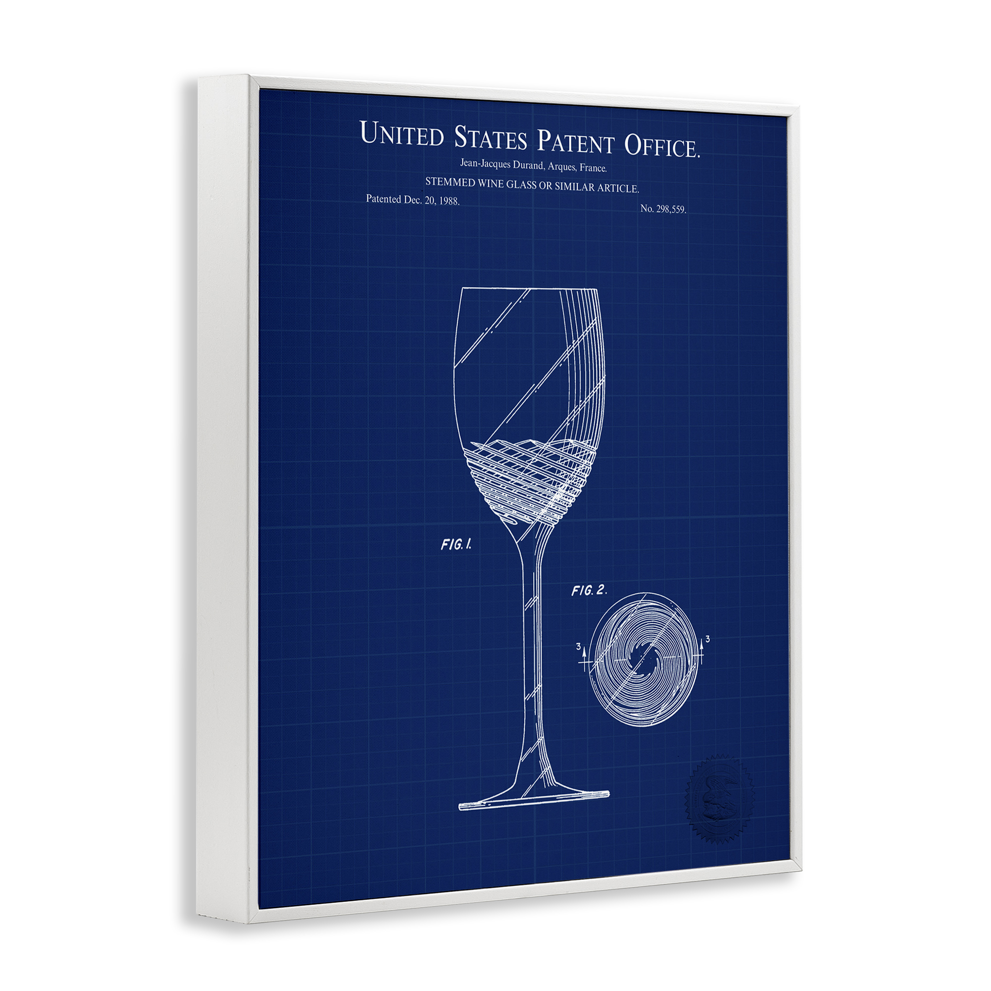 Stupell Industries Wine Glass Blueprint Typography Painting White Framed Art Print Wall Art, 24 x 30