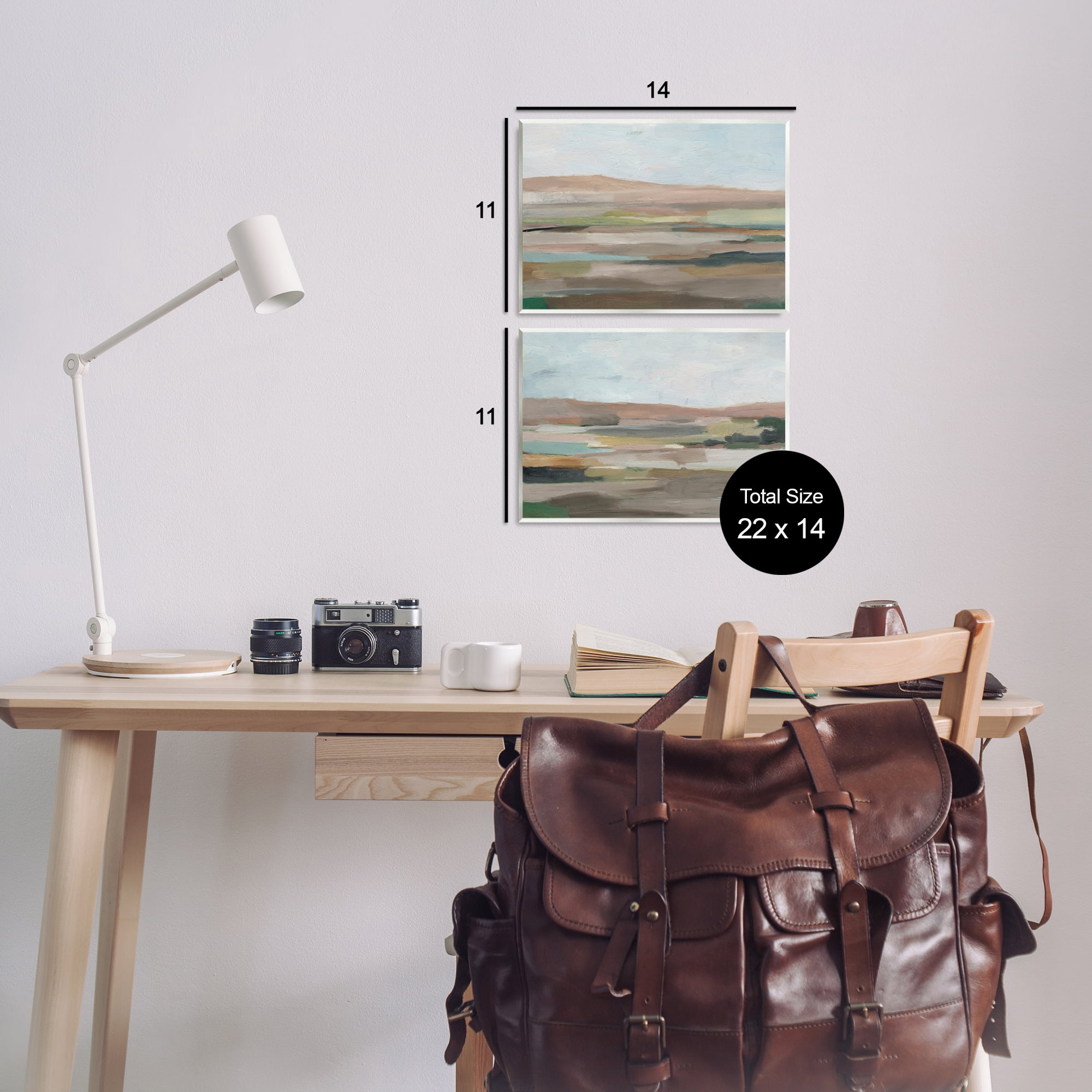 Stupell Industries Neutral Abstract Landscape Landscape & Nature Painting Unframed Art Print Wall Art, 14 x 11, Set of 2