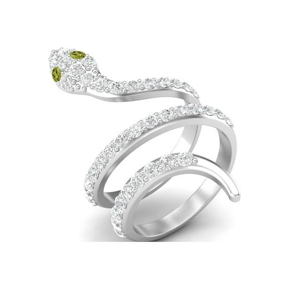 Mooneye 925 Sterling Silver Natural Peridot Gemstone Women Wrap Cobra Snake Wedding Rings