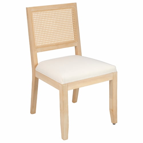 Farmhouse Rattan Dining Chairs Set of 2, Mid-Century Modern Cane Back Chairs, Beige