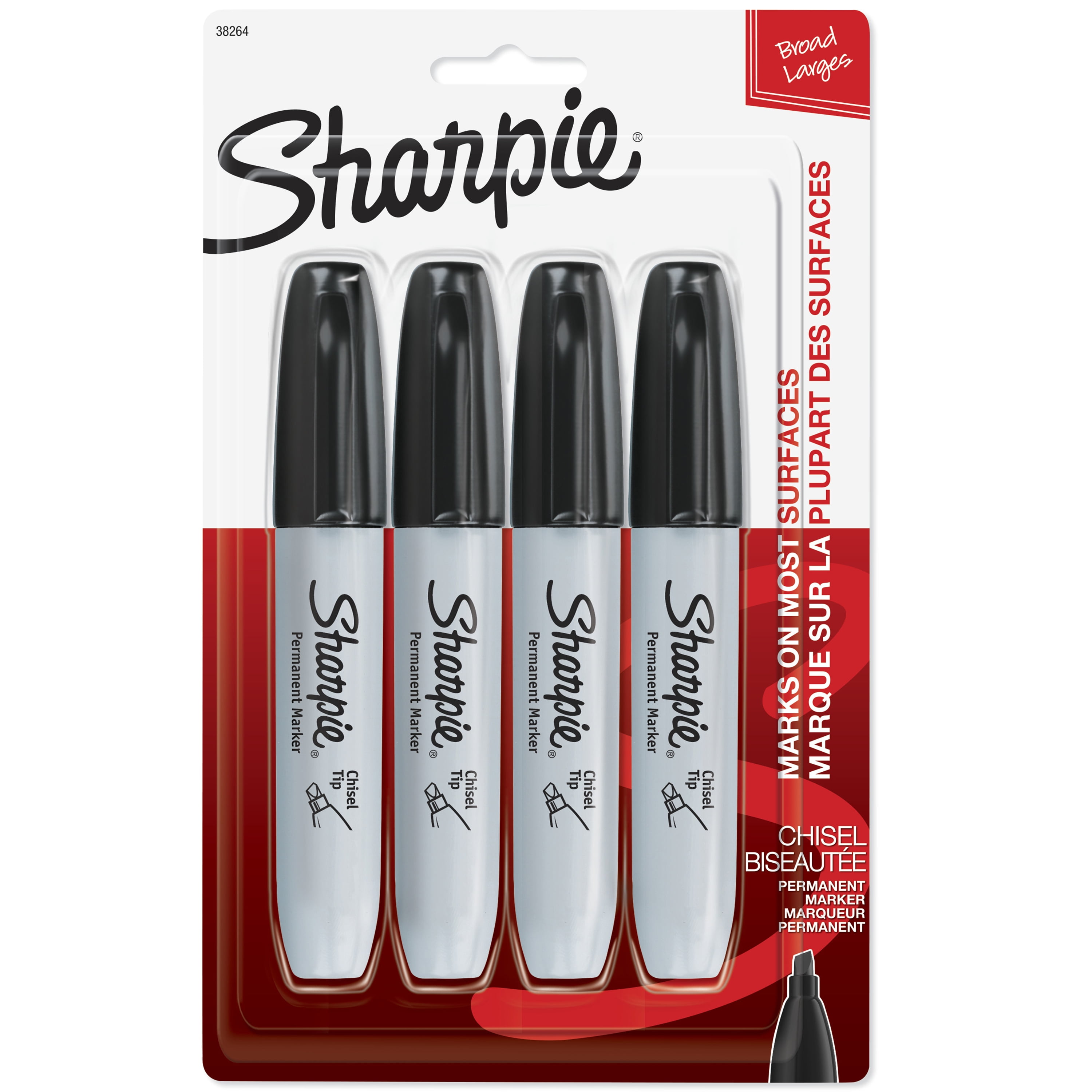 4x EXTRA THICK JUMBO MARKER PENS Permanent Jumbo Chisel Point Tip Red/Black Set 