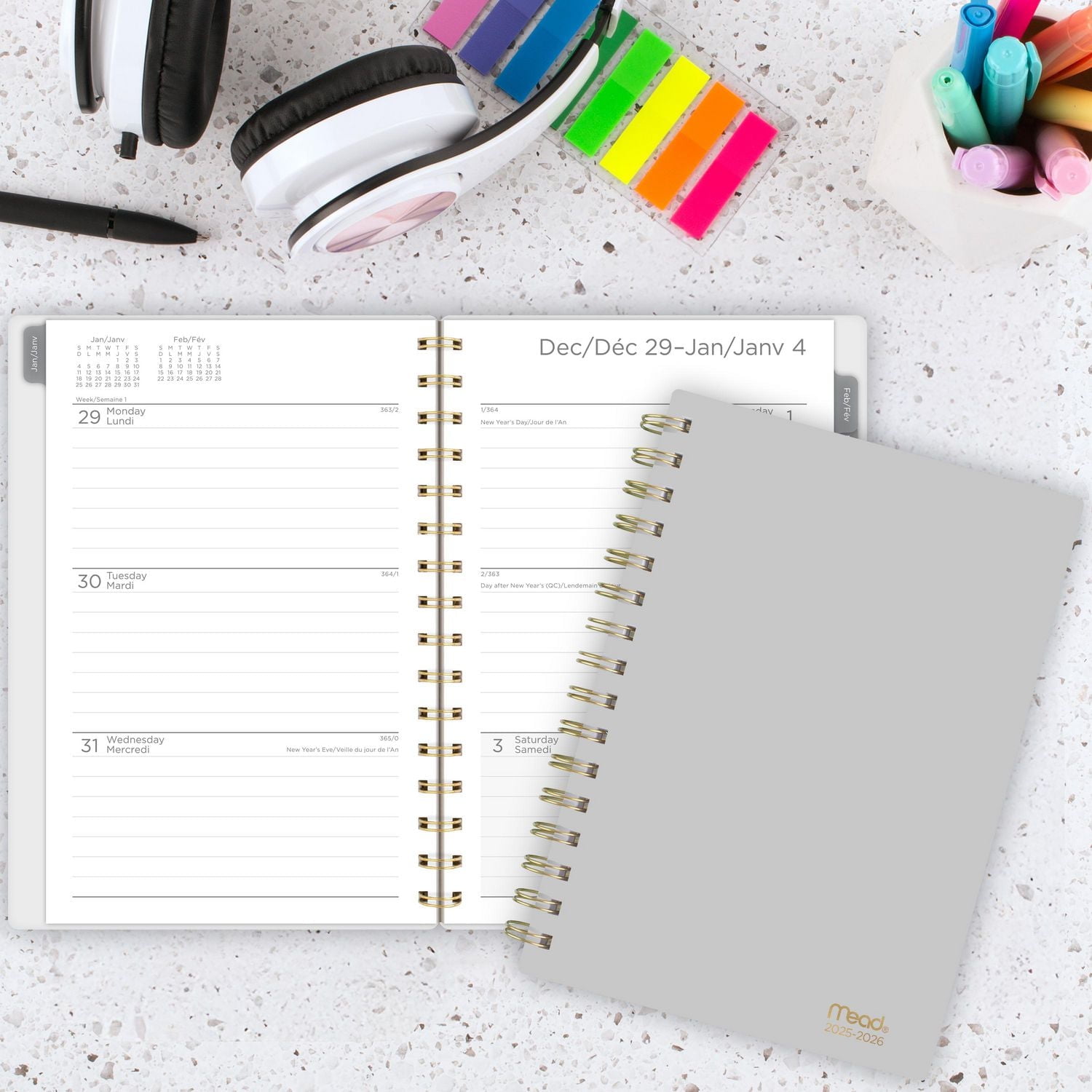 2026 Mead® Glacier Grey Small Weekly Planner, Planner