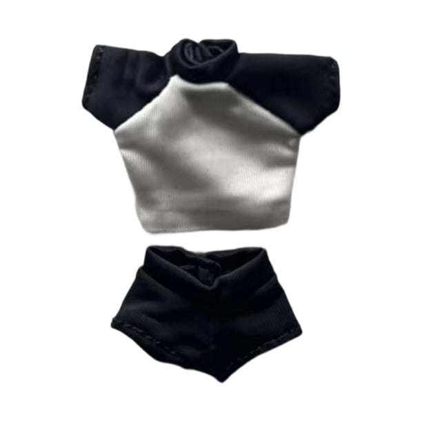 Ropa para figuras de acción 1/12: Top corto y pantalones cortos para muñecas. Accesorios en miniatura. Negro