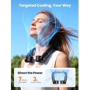 Warmco Portable Neck Fan, 5200mAh Rechargeable, 3 Speeds, Dual Head Cooling for Travel, Outdoor, Office, Black