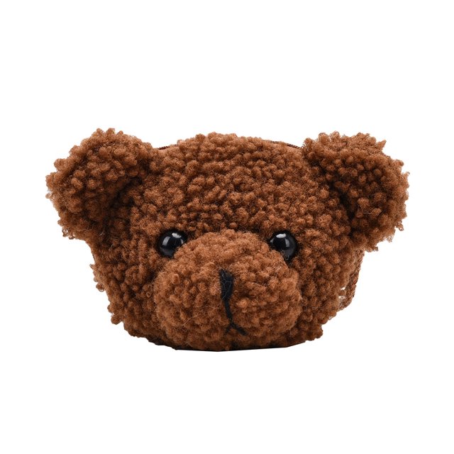 Bolso de hombro de felpa informal con forma de oso para niños y niñas Mini bolso con asa superior compras de viaje de ocio
