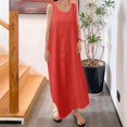 thumbnail image 2 of Sngxgn Women's Casual Loose Sundress Long Dress Sleeveless Split Maxi Dresses Summer Beach Dress with Pockets(Red,M), 2 of 5