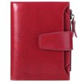 thumbnail image 1 of Cartera Pequeña Brillar de Piel Auténtica Plegable Compacta con Bloqueo RFID Color Rojo, 1 of 5
