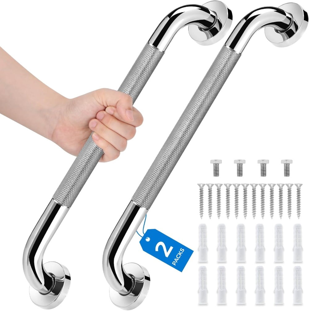 YuanDe 14 Inch Shower Grab Bar - Stainless Steel With Anti-Slip Grip & Luminous Circles, ADA Compliant