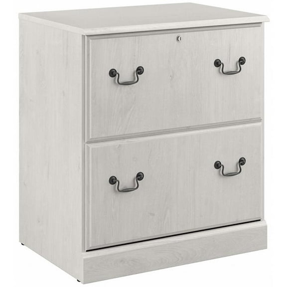 Maklaine Engineered Wood 2 Drawer Lateral File Cabinet in Linen White Oak