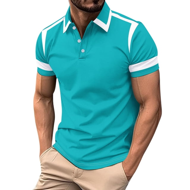 Blusa y camisa de manga corta con cuello vuelto Camisa informal de verano de manga corta para hombre con botón de solapa Camiseta de negocios Top de verano para hombre Top/camisa de manga corta con so