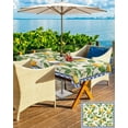 thumbnail image 5 of Outdoor Tablecloth with Umbrella Hole and Zipper 60 x 84 Inch Lemon with Leaves Blue Floral Pattern Linen Style Table Cover for Rectangular Tables Tabletop Collection for Patio Garden Picnic, 5 of 6