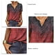 thumbnail image 4 of Mujer Verano Botón Cuello Camiseta Manga Corta Impreso Casual Suelto Jersey Top Vino Rojo XL, 4 of 5