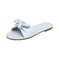 thumbnail image 4 of IEMIEMIEM Women's Sandals Bow Flat Dressy Cute 2026 Summer Beach Sandals for Women Square Open Toe Comfortable Slip On Slide Sandals Bride Wedding Bridal Dress Shoes Slippers Blue 5.5 Wide, 4 of 6