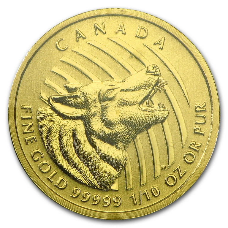 2015 Canada 1/10 oz Gold Howling Wolf .99999 BU (Assay Card