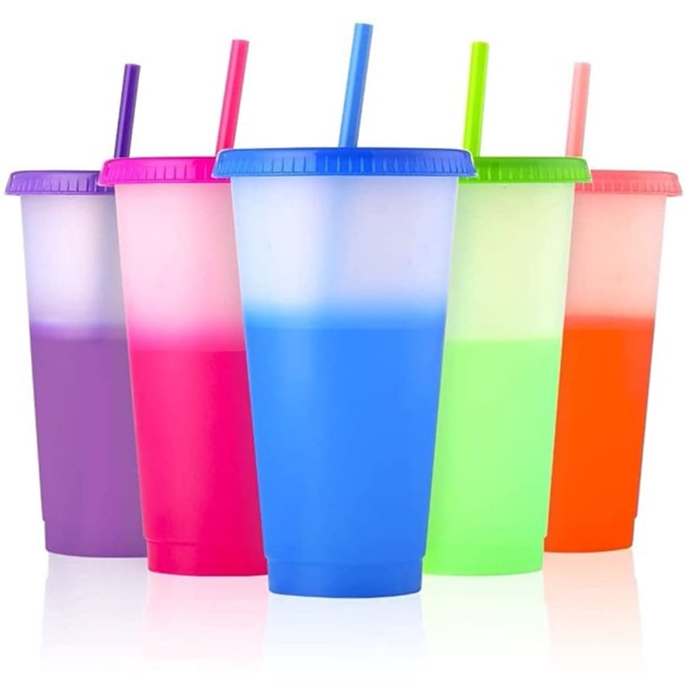 TORUBIA Color Changing Cups Tumblers with Lids Straws - 6 Reusable