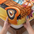 thumbnail image 3 of Twin XL Size Fitted Sheet Set - Happy Fall 2 Piece Bedding Sets 16" Deep Pocket Fitted Sheet with 1 Pillowcases, Orange Truck Maple Branches Thanksgiving Orange Brushed Microfiber Hotel Bed Sheets, 3 of 9