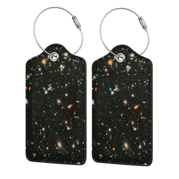 2 Pack Luggage Tag For Suitcases, Brightest Galaxy Universe Leather Suitcase Tags Identifiers With Privacy Name Address Labels & Durable Steel Loop For Women Men Travel