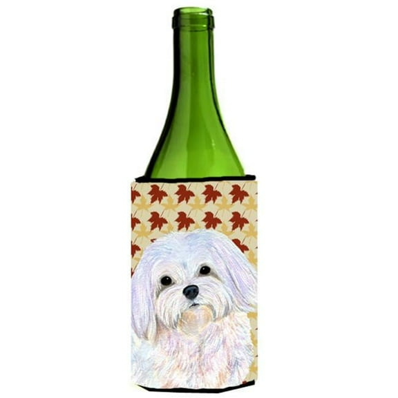 Maltese Fall Leaves Portrait Wine bottle sleeve Hugger