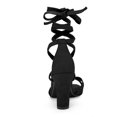 thumbnail image 4 of BLISSFUL STEP Women's Solid Color Lace up High Block Heeled Sandals, 4 of 7