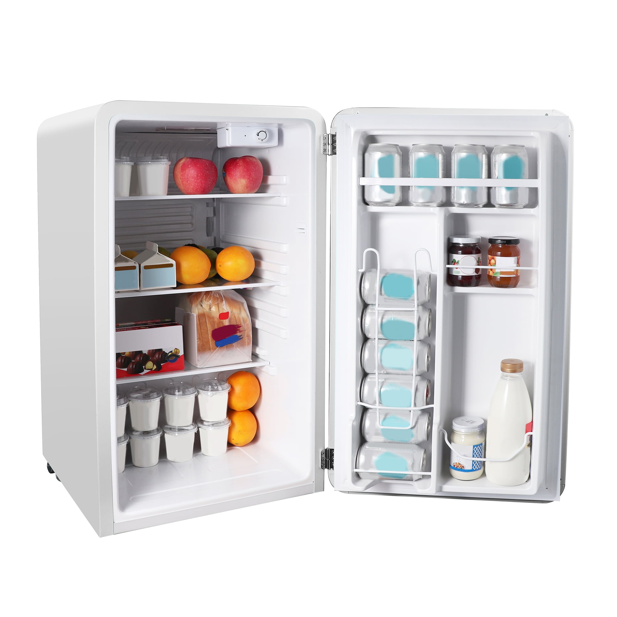 Magic Chef MCR32CHW Manual Defrost Retro Mini Fridge, White, 3.2 cu. ft., 120 V