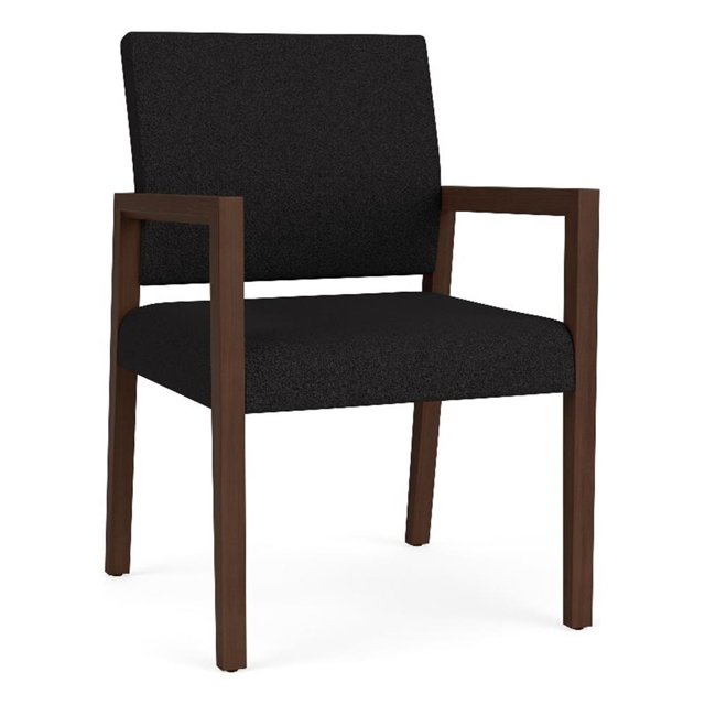 Pemberly Row Waiting Reception Guest Chair Wood Frame in Black