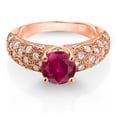 thumbnail image 2 of Gem Stone King 18K Rose Gold Plated Silver Red Created Ruby and White Moissanite Engagement Ring for Women (1.89 Cttw, Round 7MM, Gemstone July Birthstone, Size 8), 2 of 3