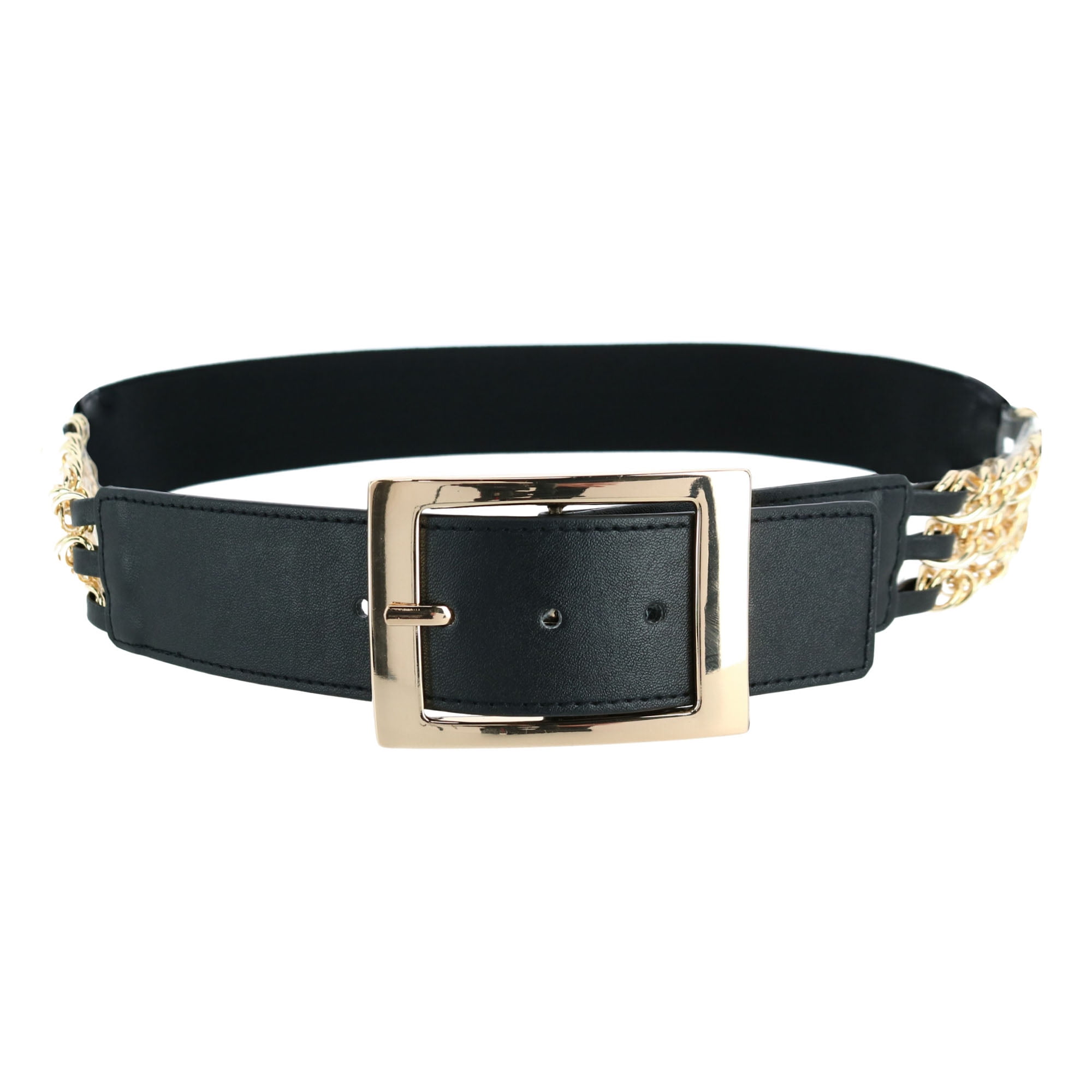 CTM Women's Plus Size Waist Belt with Chain Detail and Elastic ...