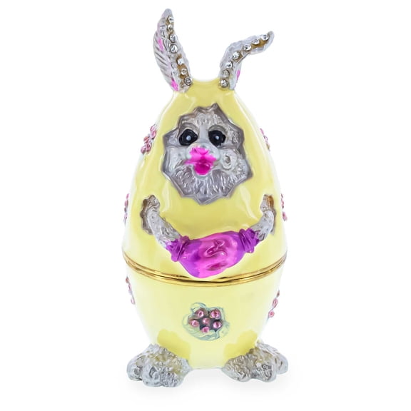Bunny in the Easter Egg Metal Trinket Box Figurine