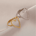 thumbnail image 3 of Krishna - 18K Gold Plated Stainless Steel Minimalist Trendy Large Open Heart Statement Adjustable Ring, 3 of 4