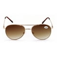 thumbnail image 2 of Classic Metal Tear Drop Reading Sunglasses - Outdoor Unisex Tinted Readers Gold Brown +3.00, 2 of 5