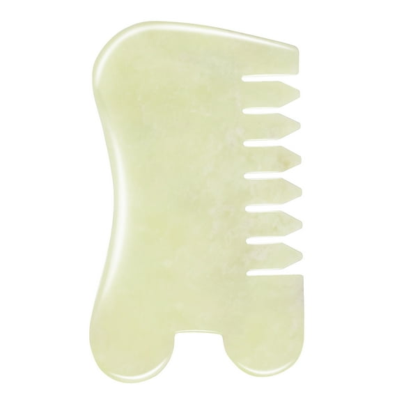1 peine Gua Sha para masaje del cuero cabelludo, piedra para raspar la cara y la cabeza, herramienta de jade para el cuidado de la piel corporal.