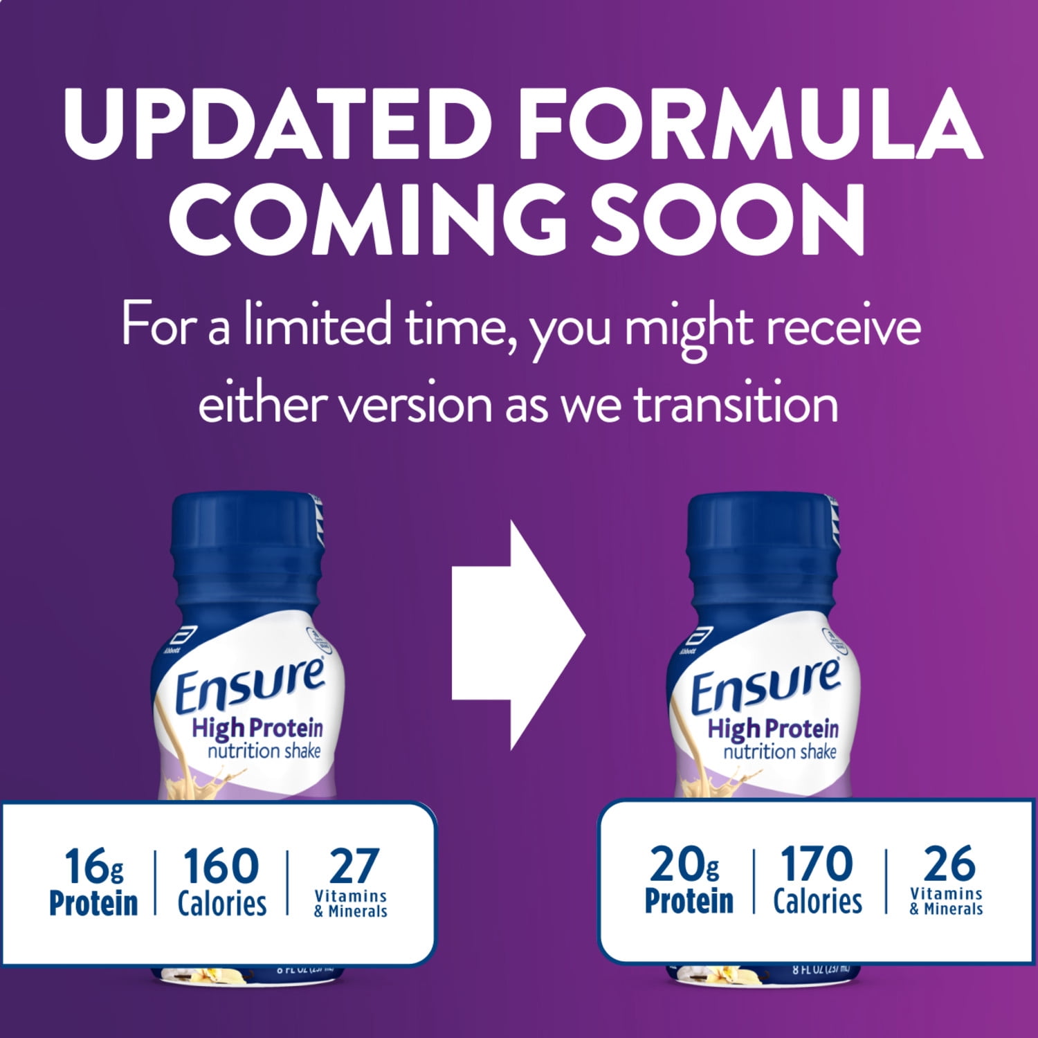(2 pack) Ensure High Protein Nutrition Shake, Vanilla, 8 fl oz, 6 Count