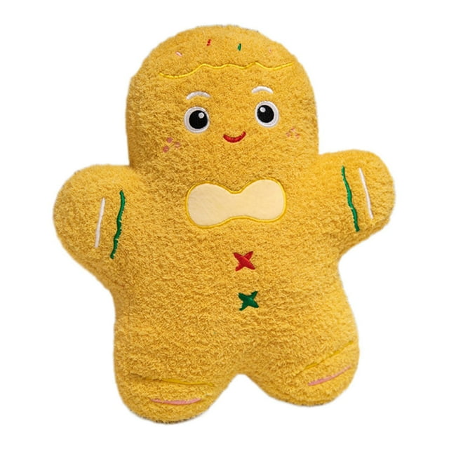 Almohada navideña de peluche, decoración navideña, adorables manualidades, suave y creativa, cojín para la espalda, almohada navideña para sofá de jengibre amarillo