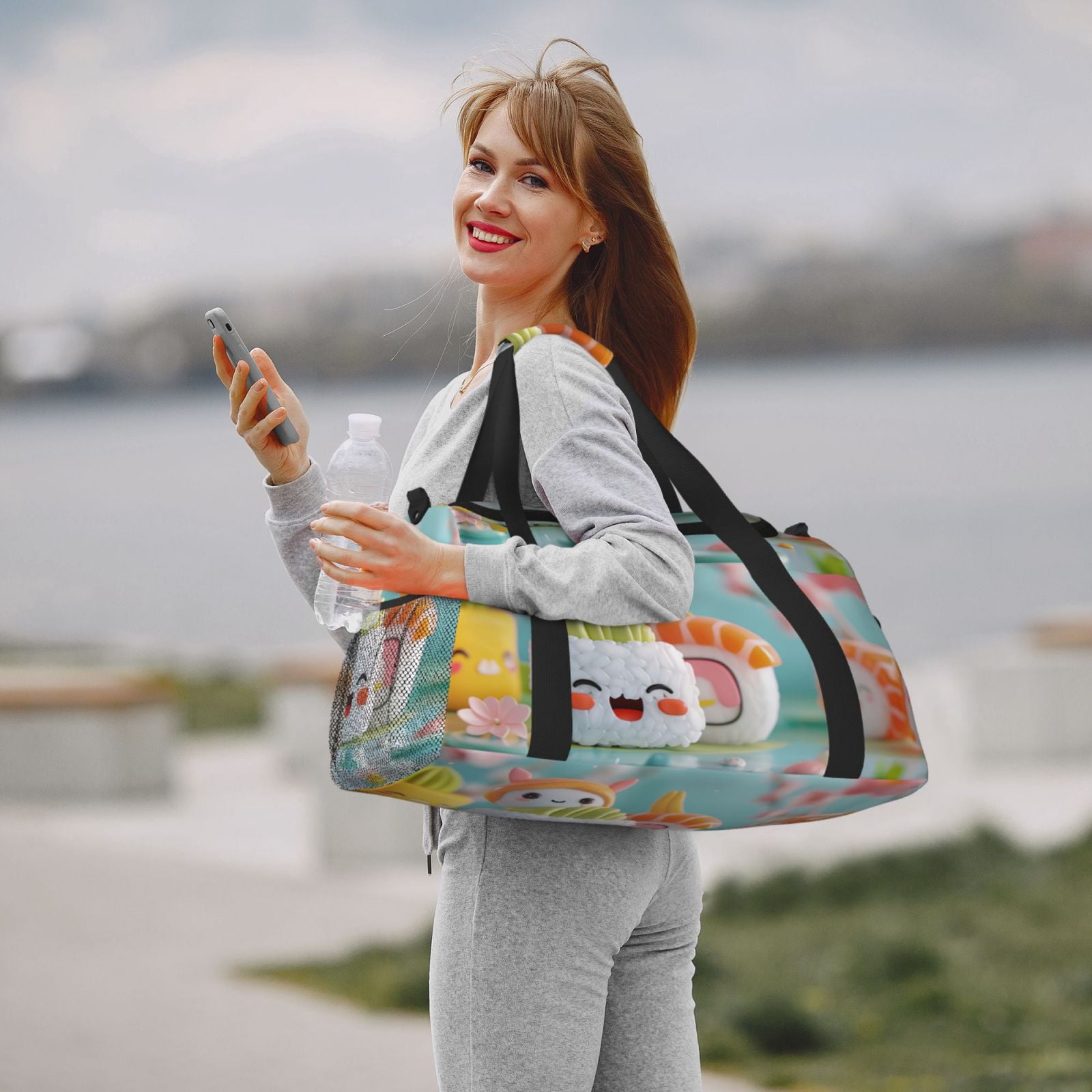 Fuzoiu Kawaii Sushi Characters Delight Print Travel Duffle Bag,Carry On Tote Bags,Duffel Bag,Sport Gym Bag, Hospital Bag for Labor and Delivery, Overnight Bag,Luggage Bag