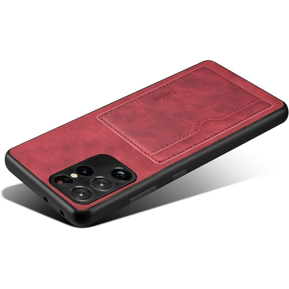 for Samsung Galaxy S22 Ultra Case, Slim PU Leather Wallet Case Credit Card Slot Holder Lightweight Protective Case with Kickstand for Samsung Galaxy S22 Ultra (Red)