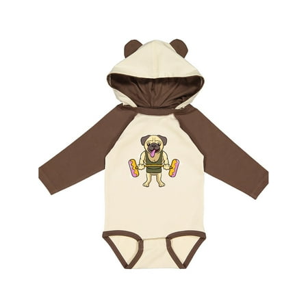 

Inktastic Pug Dog Donut Gym Workout Gift Baby Girl Long Sleeve Bodysuit