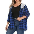 thumbnail image 4 of LoyisViDion Coat Women Hoodie Plaid Flannel Shirt Plus Size Long Sleeve Jacket Sweatshirt Blouse Blue 8(L), 4 of 7