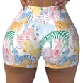 thumbnail image 2 of Balery Zebra Colourful Pantalones cortos de entrenamiento estampados para mujer, sin costuras, ajustados, para gimnasio, yoga, correr, deportes, ejercicio activo, fitness.-Medium, 2 of 8