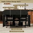 thumbnail image 4 of Harper & Bright Designs Kitchen Island with Extendable Dining Table, Kitchen Storage Table with 3 Side Open Shelves, Rolling Kitchen Island with Power Outlet and 3 Drawers, Black, 4 of 17