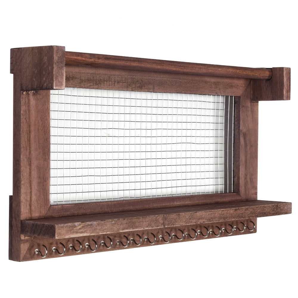Kepooman Wall Mounted Paulownia Wood Jewelry Holder with Removable Bracelet Rod, Rustic Jewelry Organizer Jewelry Stand for Earrings Necklaces, Brown Kepooman Wall Mounted Paulownia Wood Jewelry Holder with Removable Bracelet Rod, Rustic Jewelry Organizer Jewelry Stand for Earrings Necklaces, Brown