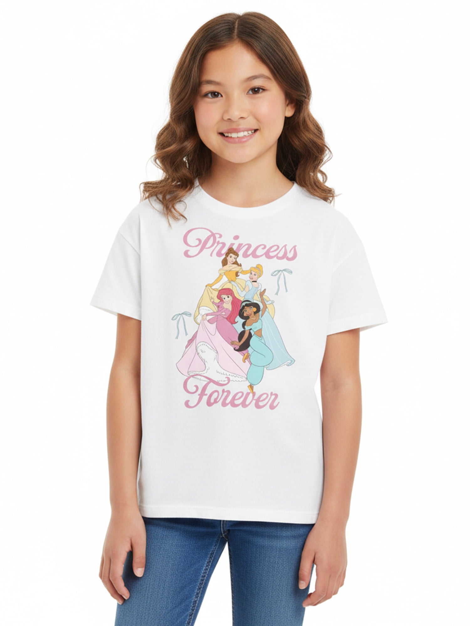 Disney Princess Girls' Graphic Tee with Short Sleeves, Sizes 4-16