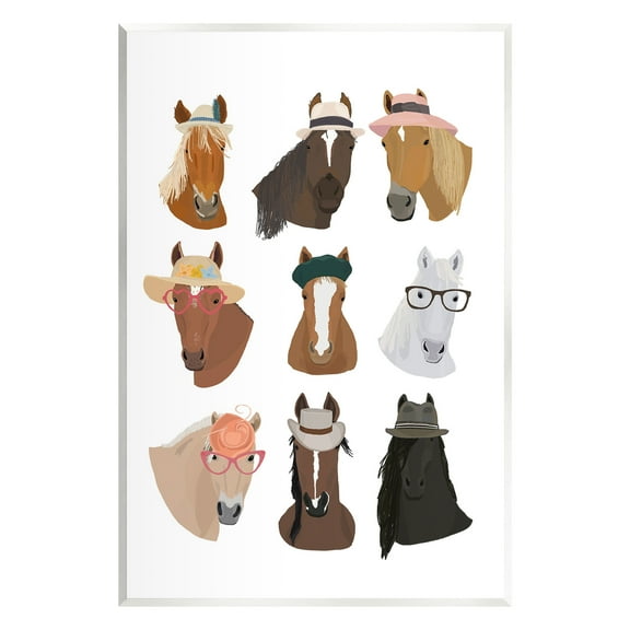 Stupell Industries Horses with Various Hats Animals & Insects Painting Unframed Art Print Wall Art, 10 x 15
