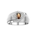 thumbnail image 1 of RYLOS Mens Rings 14K White Gold Ring 6X4MM Oval Shape Gemstone & Diamond Ring Smoky Quartz June Birthstone Rings For Man Gold Rings Size 8, 1 of 7