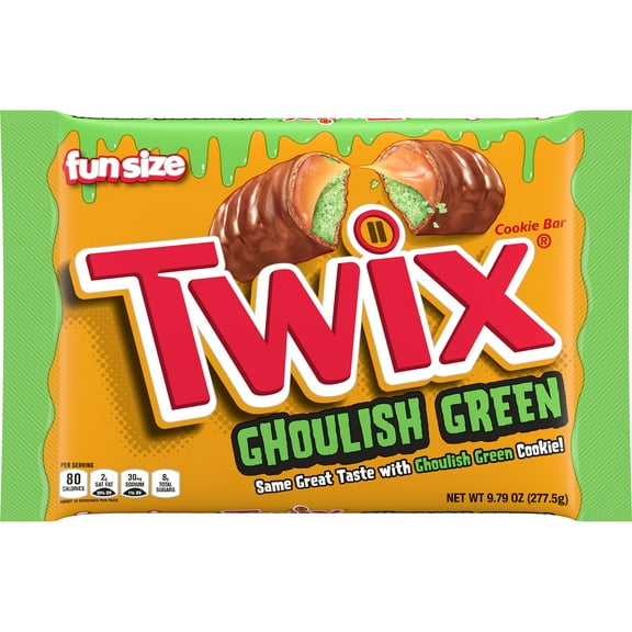 Twix Ghoulish Green Fun Size Halloween Chocolate Bars - 9.8 oz Bag