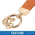 thumbnail image 3 of Unique Bargains 1 Set Car Keychain Universal Key Chain with Ring for Key Fobs for Women Faux Leather Orange Gold Tone, 3 of 6