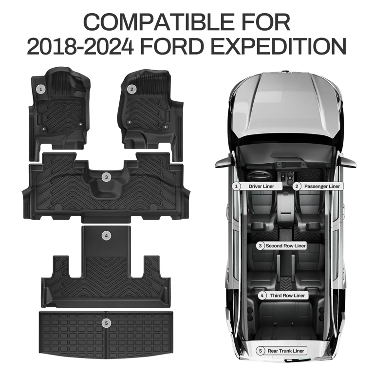 Auto Drive Floor Mats Cargo Liner Full Set for 2018 2023 2024 Ford Expedition 2nd Row Bucket Walmart
